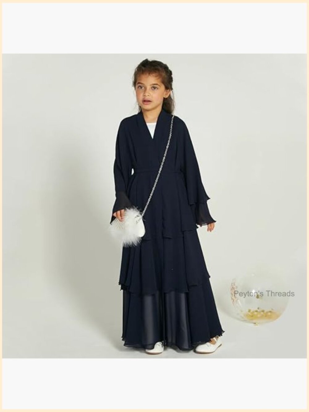 Girls Muslim Open Front Cardigan Abaya Dress Kaftan Maxi - Picture 5 of 6